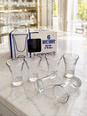 Vintage Luminarc France Hot Shot Glasses Set 6 Double Shot 2⅛ oz NOS